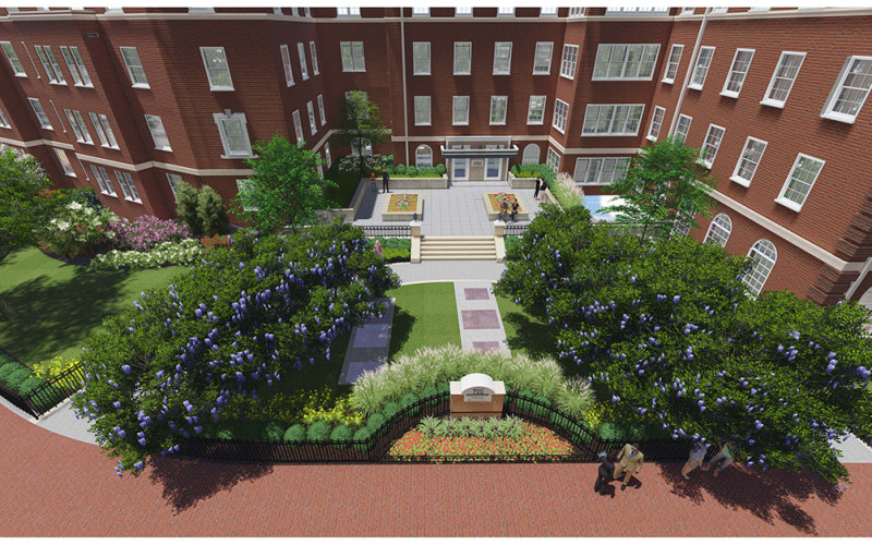 700 Constitution Avenue – Washington, D.C., <i>Front courtyard design with permeable pavement and bioretention </i>